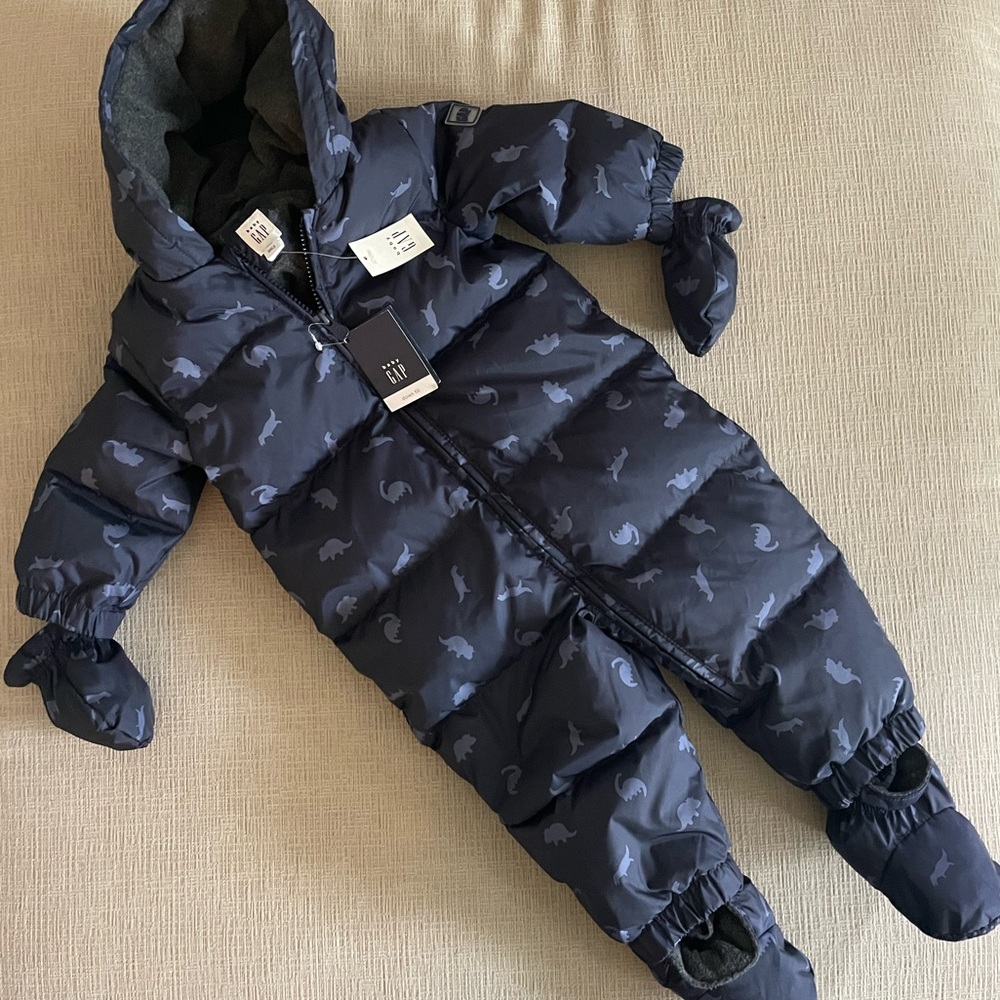 GAP Baby Down Fill Dinosaur Snowsuit 12-18m NWT